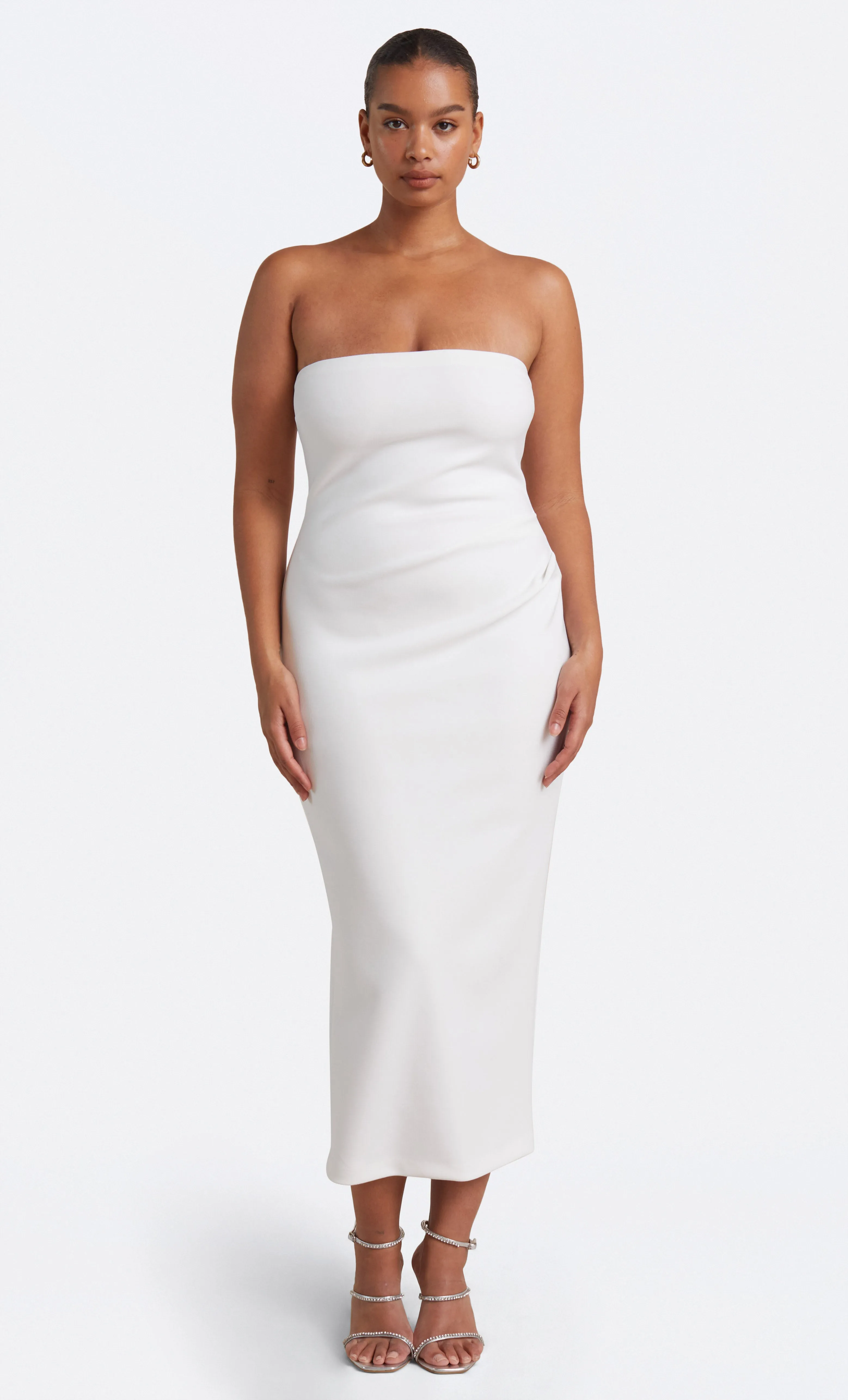 BE MINE STRAPLESS MIDI DRESS - IVORY sold by bec + bridge