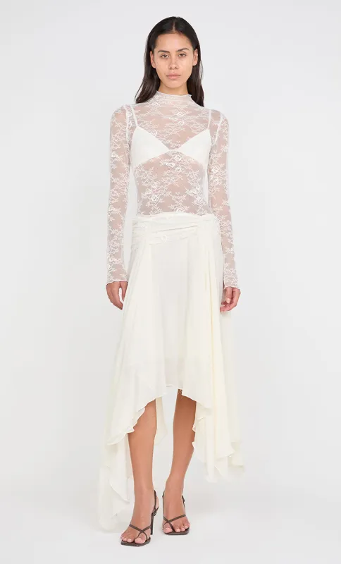 AUDREY ASYM MIDI DRESS - IVORY sold by bec + bridge