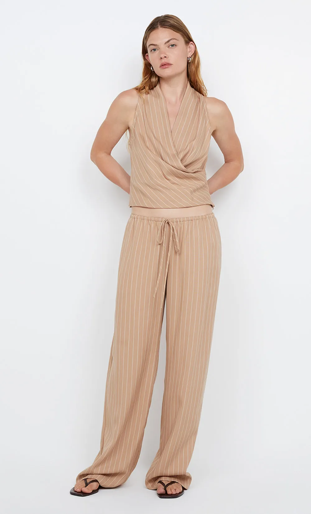 ALMERIA WRAP TOP - CAMEL STRIPE sold by bec + bridge product image thumbnail 4