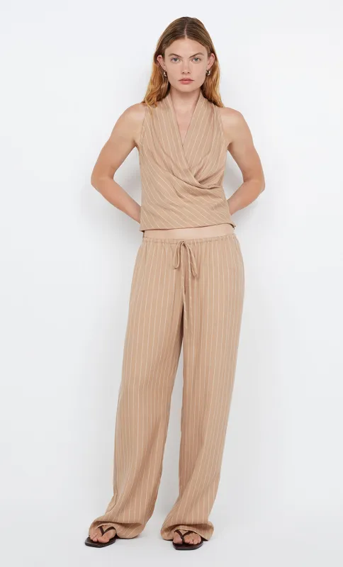 ALMERIA WRAP TOP - CAMEL STRIPE sold by bec + bridge