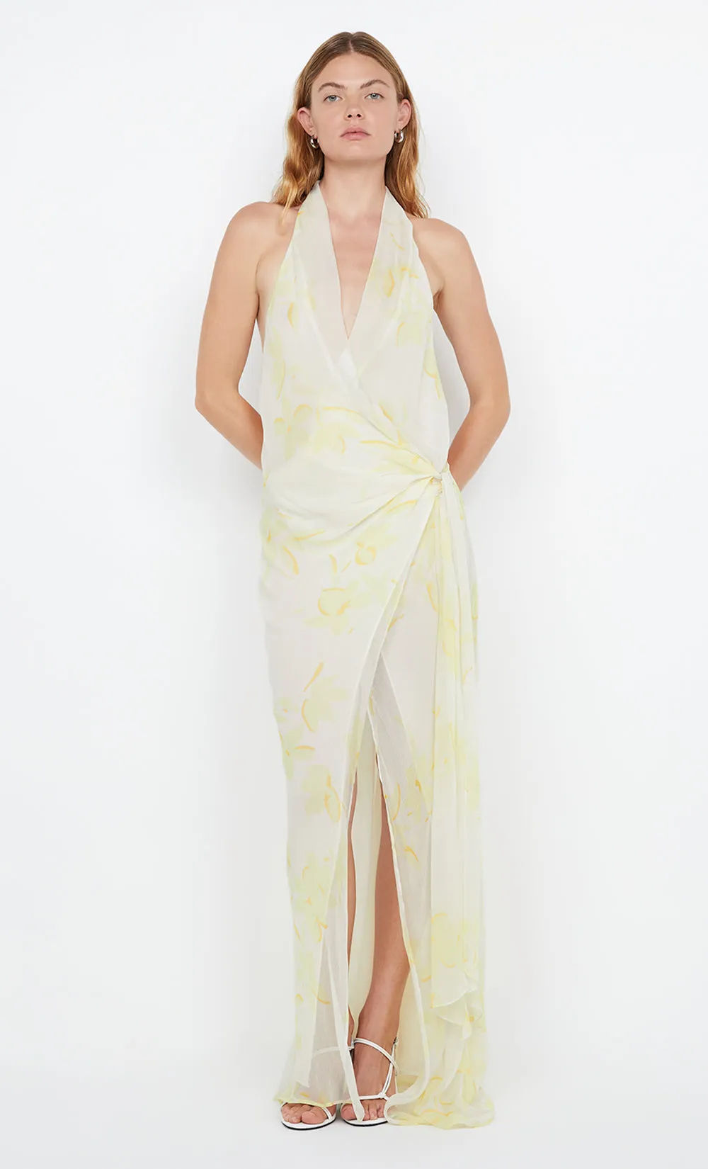 COLMAR WRAP MAXI DRESS - LEMON FLORAL sold by bec + bridge