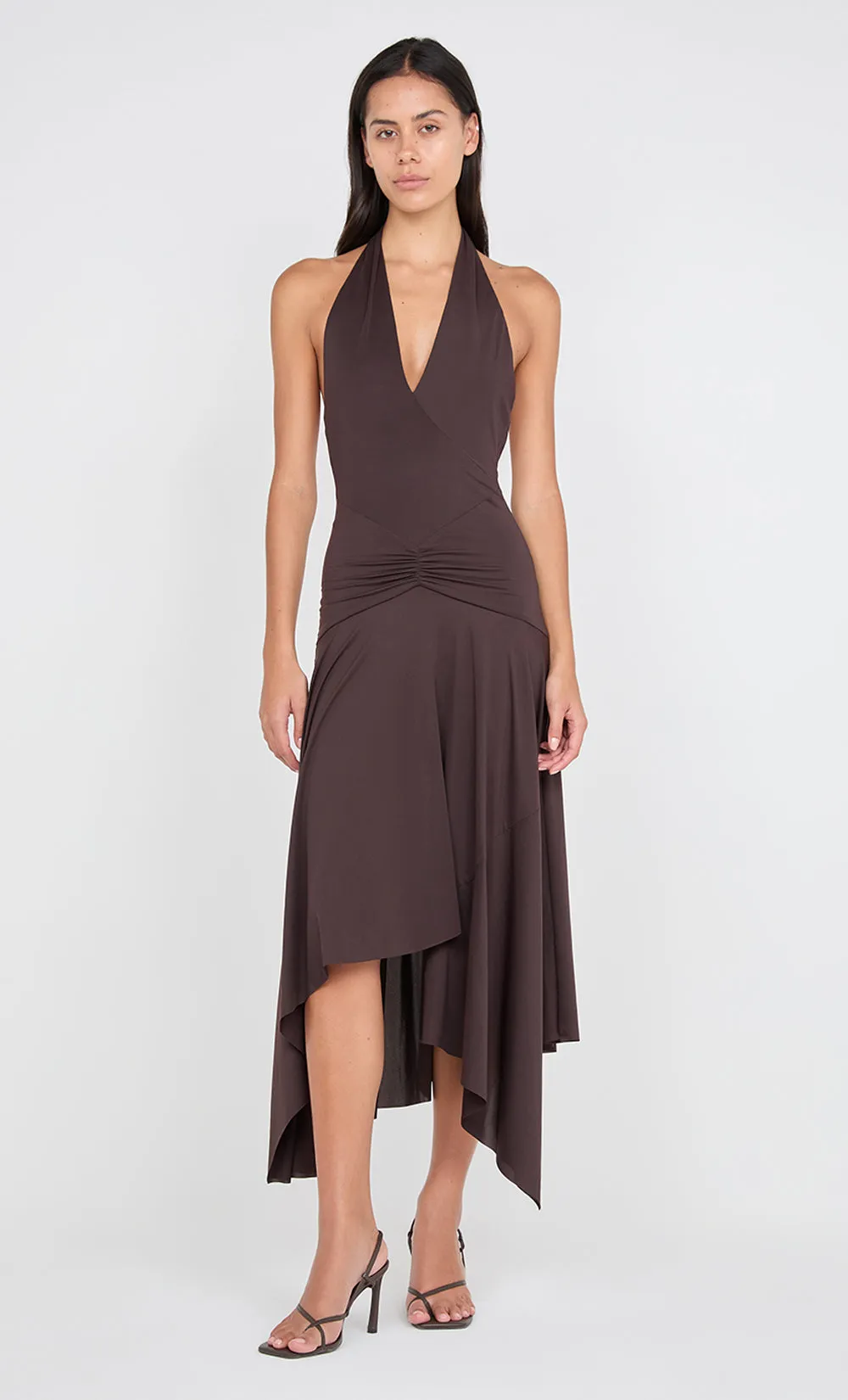 NESSIE HALTER DRESS - DARK CHOCOLATE sold by bec + bridge