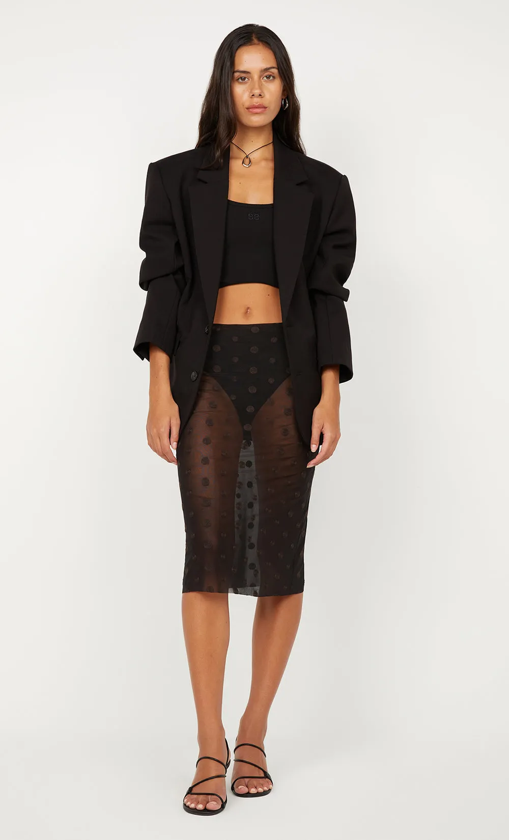 KARLA MIDI SKIRT - BLACK/CHOC SPOT sold by bec + bridge