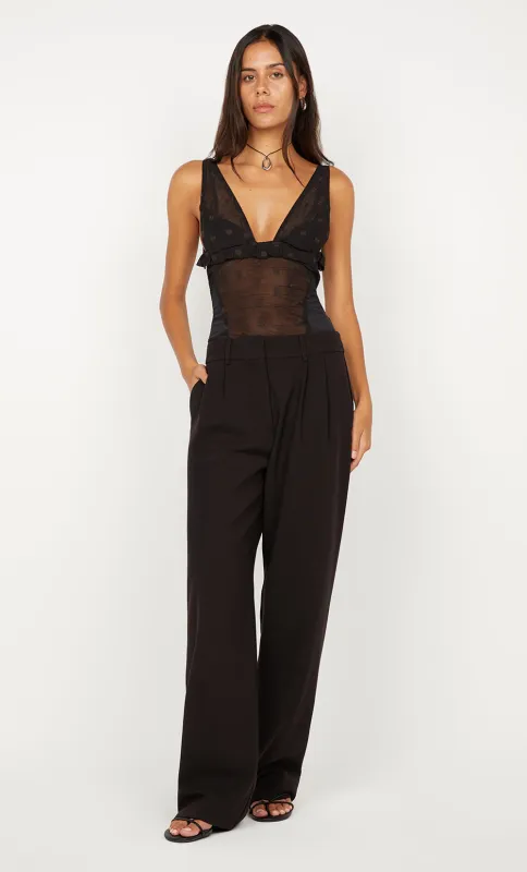 KARLA V NECK TOP - BLACK/CHOC SPOT sold by bec + bridge