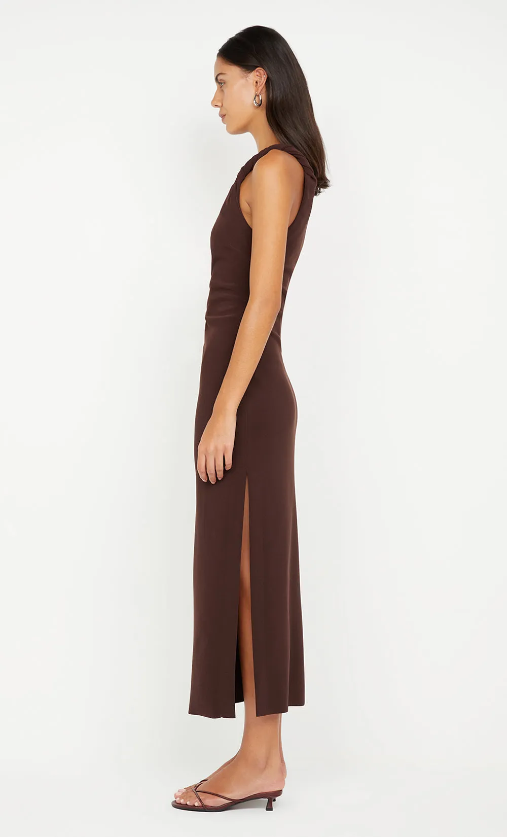 ARIVEN ASYM MIDI DRESS - DARK CHOCOLATE sold by bec + bridge product image thumbnail 4
