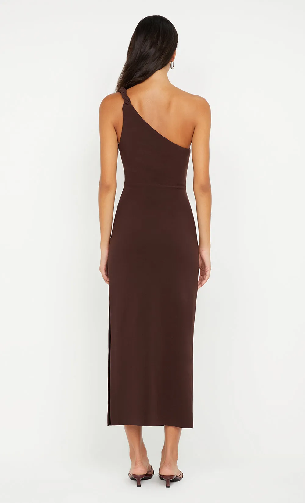 ARIVEN ASYM MIDI DRESS - DARK CHOCOLATE sold by bec + bridge product image thumbnail 5