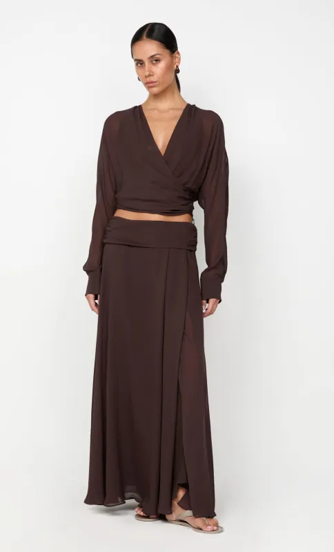 AURELIA WRAP TOP - DARK CHOCOLATE sold by bec + bridge