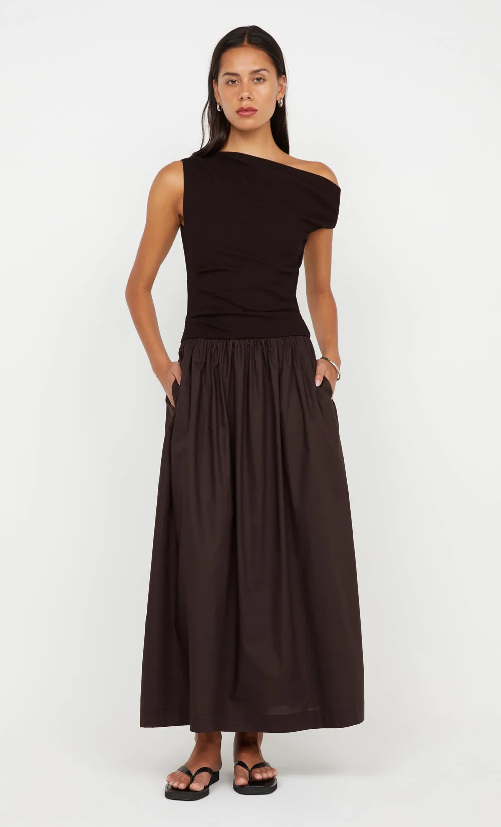 FREYA ASYM MAXI DRESS - DARK CHOCOLATE sold by bec + bridge product image thumbnail 4