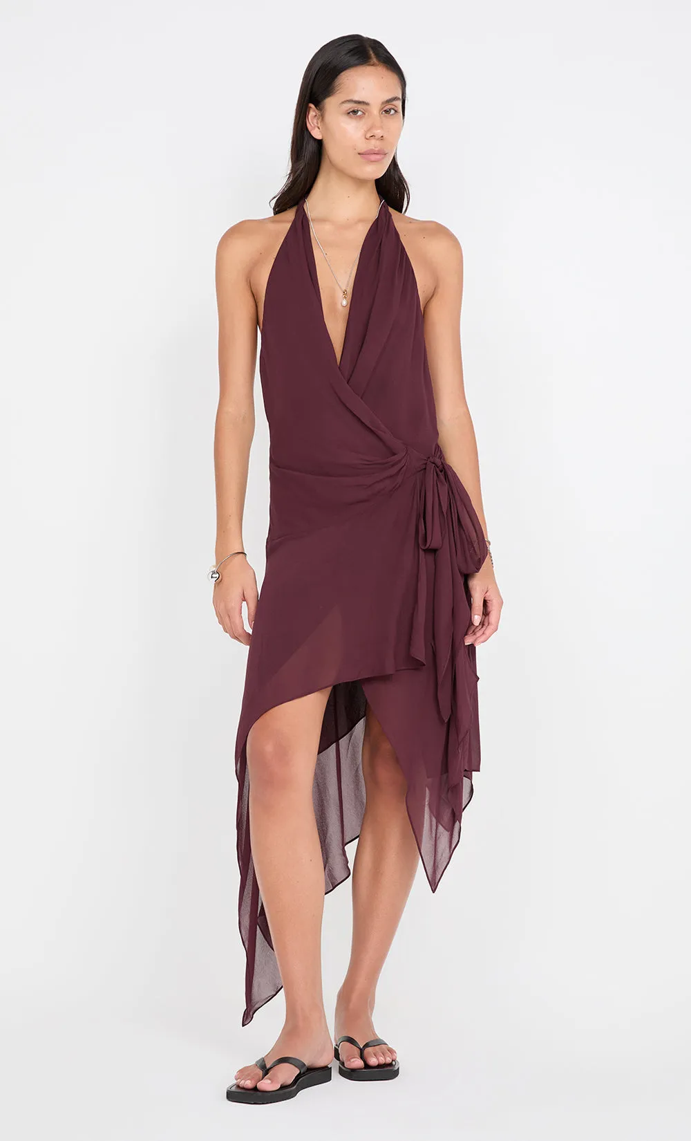 ROCHELLE WRAP MIDI DRESS - PLUM sold by bec + bridge