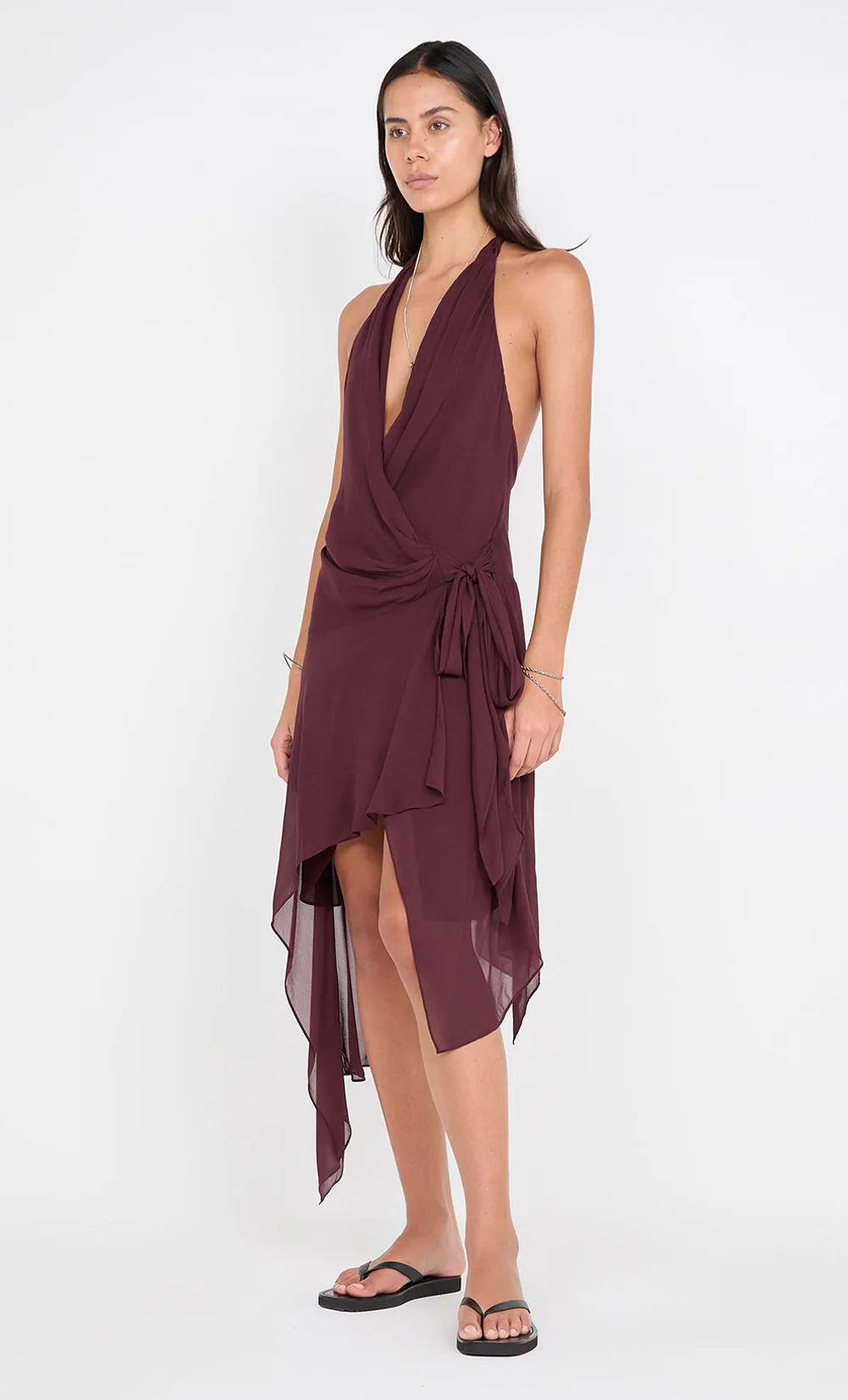 ROCHELLE WRAP MIDI DRESS - PLUM sold by bec + bridge product image thumbnail 3
