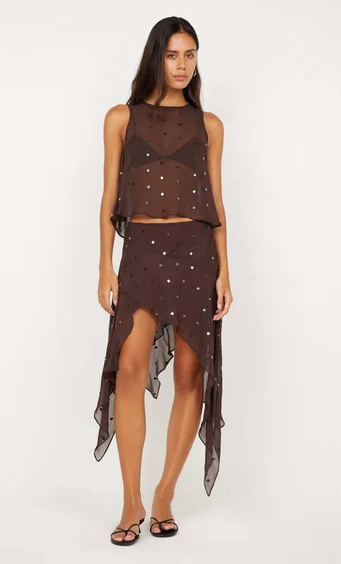 ARIELLE SHELL TOP - DARK CHOCOLATE sold by bec + bridge