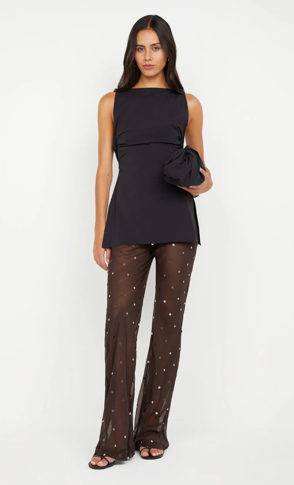 ARIELLE PANT - DARK CHOC SEQUIN sold by bec + bridge product image thumbnail 4