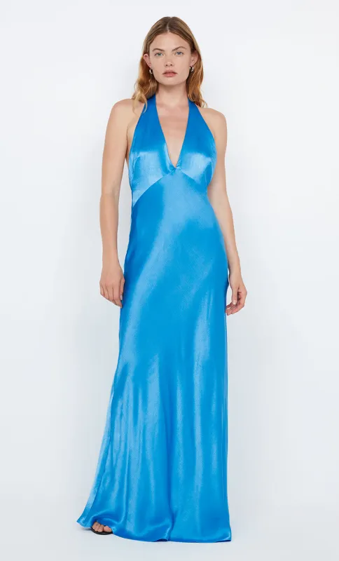 FRIDA HALTER DRESS - MID BLUE made by bec + bridge