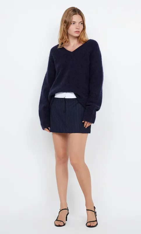 ZAYANA MINI SKIRT - INK PINSTRIPE sold by bec + bridge