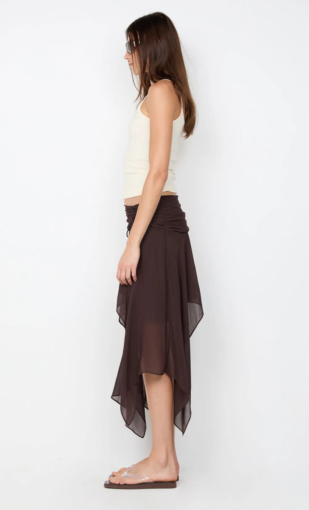 TALLIS ASYM SKIRT - DARK CHOCOLATE sold by bec + bridge product image thumbnail 4