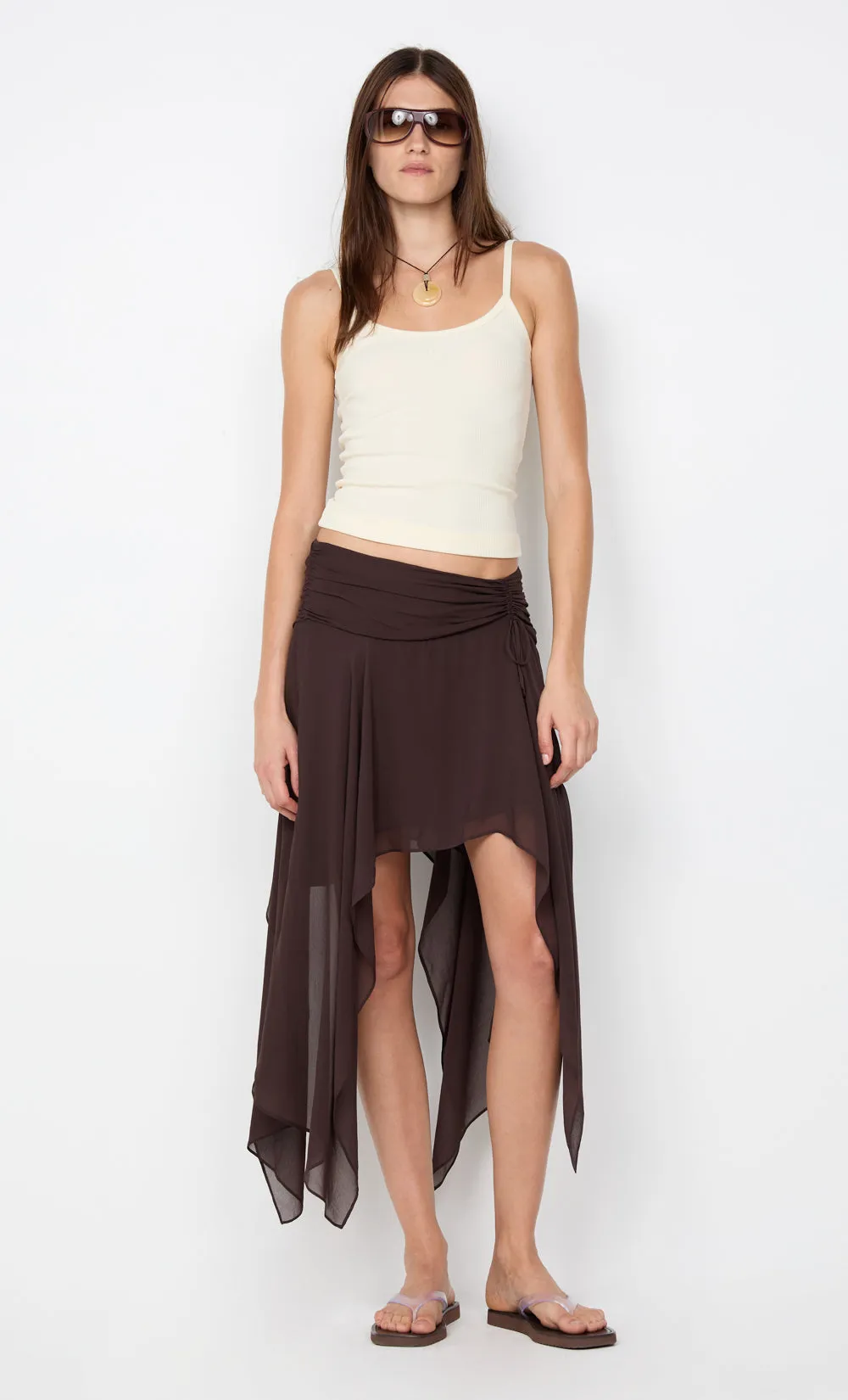 TALLIS ASYM SKIRT - DARK CHOCOLATE sold by bec + bridge