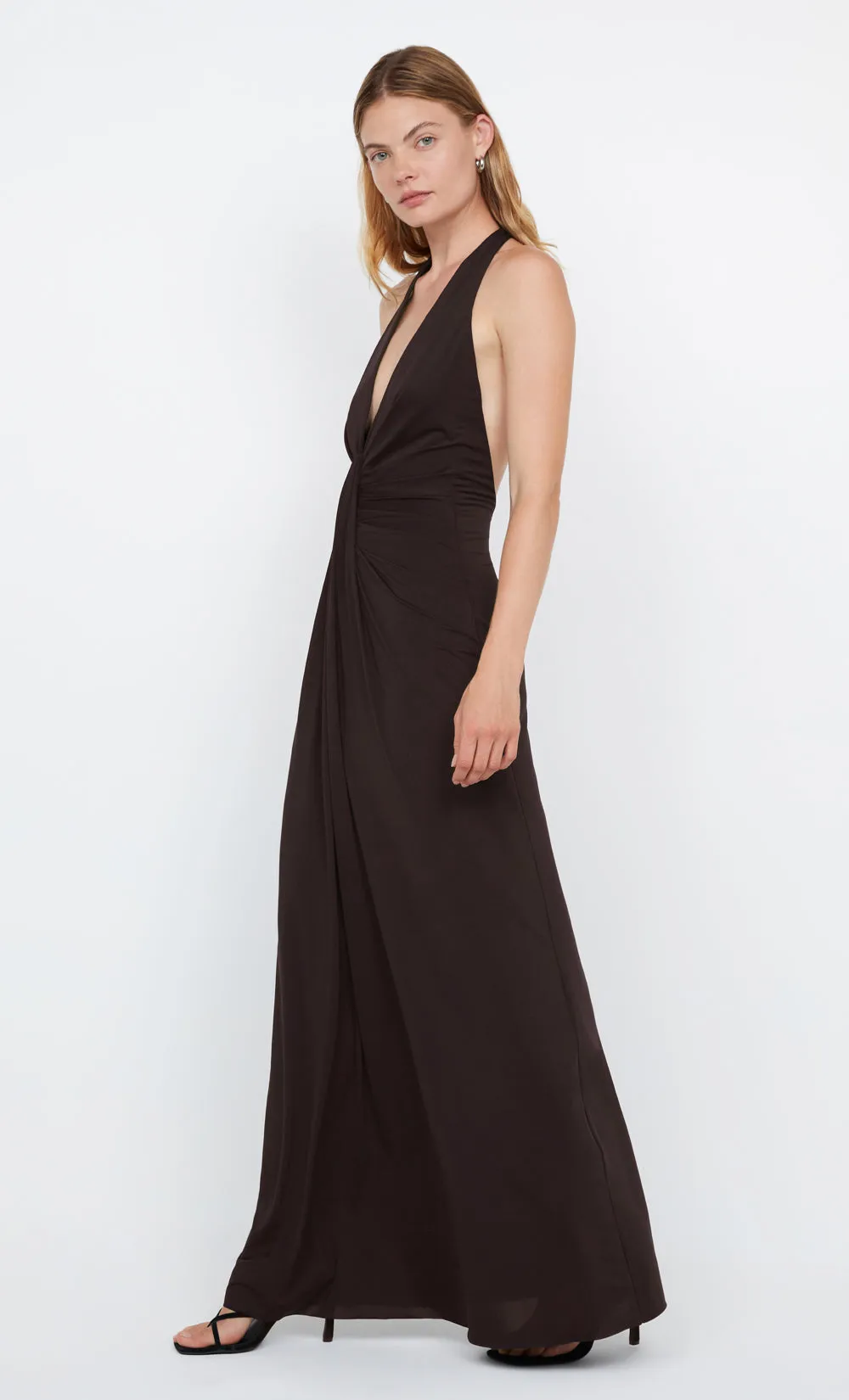TILLIE DRAPE MAXI DRESS - DARK CHOCOLATE sold by bec + bridge product image thumbnail 4