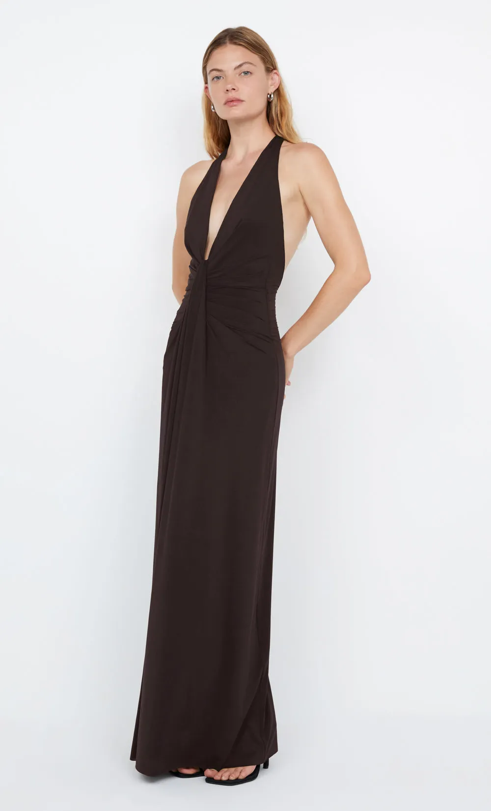 TILLIE DRAPE MAXI DRESS - DARK CHOCOLATE sold by bec + bridge product image thumbnail 3