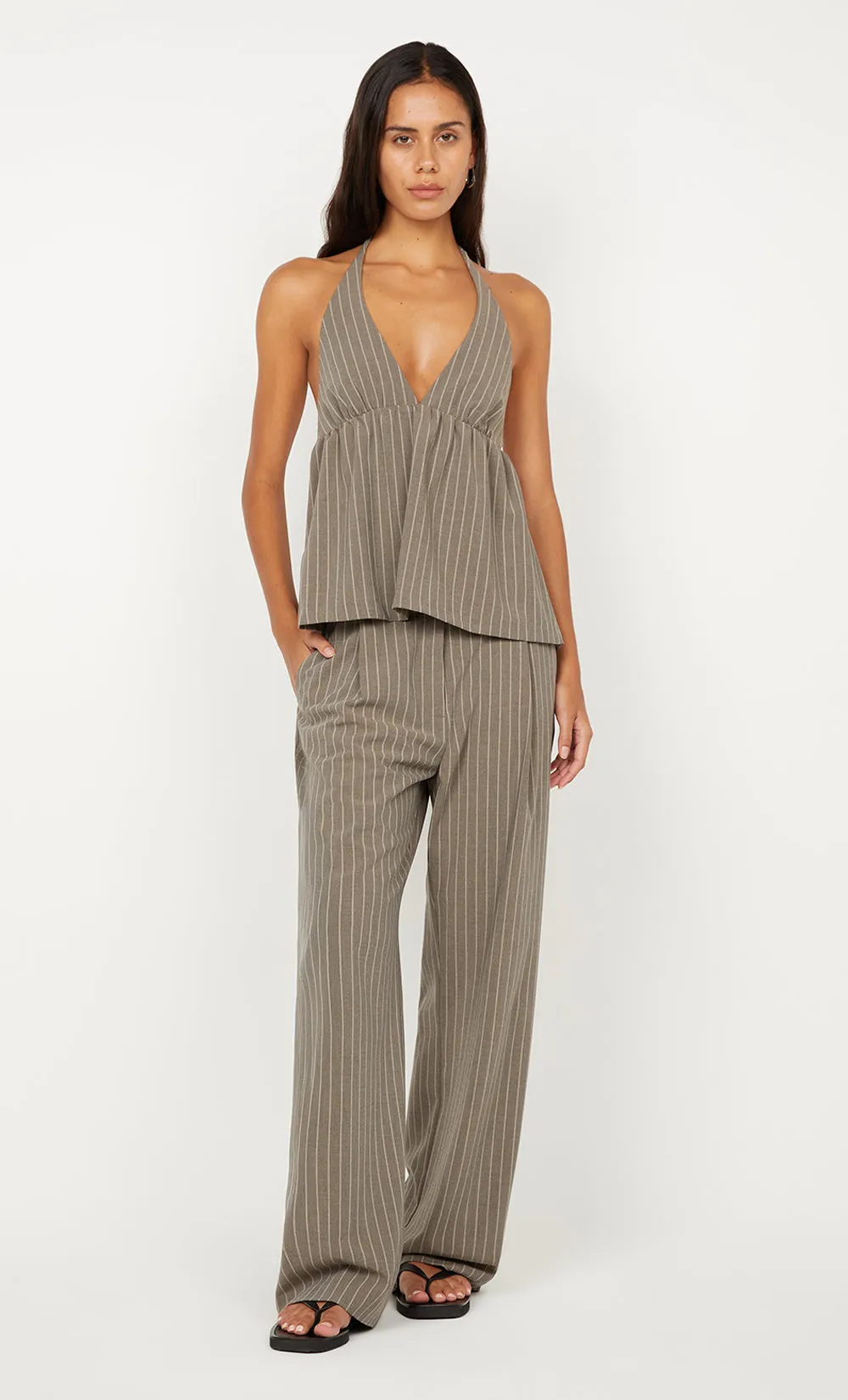 JONNI HALTER TOP - CHARCOAL STRIPE sold by bec + bridge product image thumbnail 4