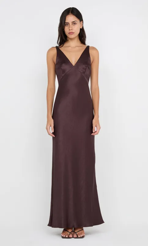 AUSTEN V NECK MAXI DRESS - DARK CHOCOLATE sold by bec + bridge