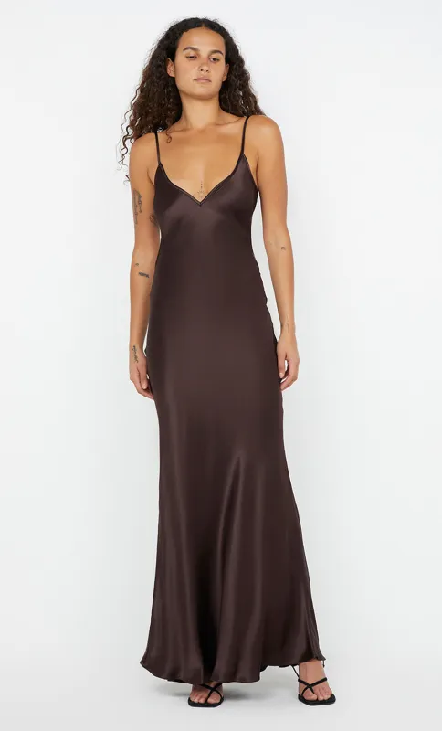 SOL TIE MAXI DRESS - DARK CHOCOLATE sold by bec + bridge