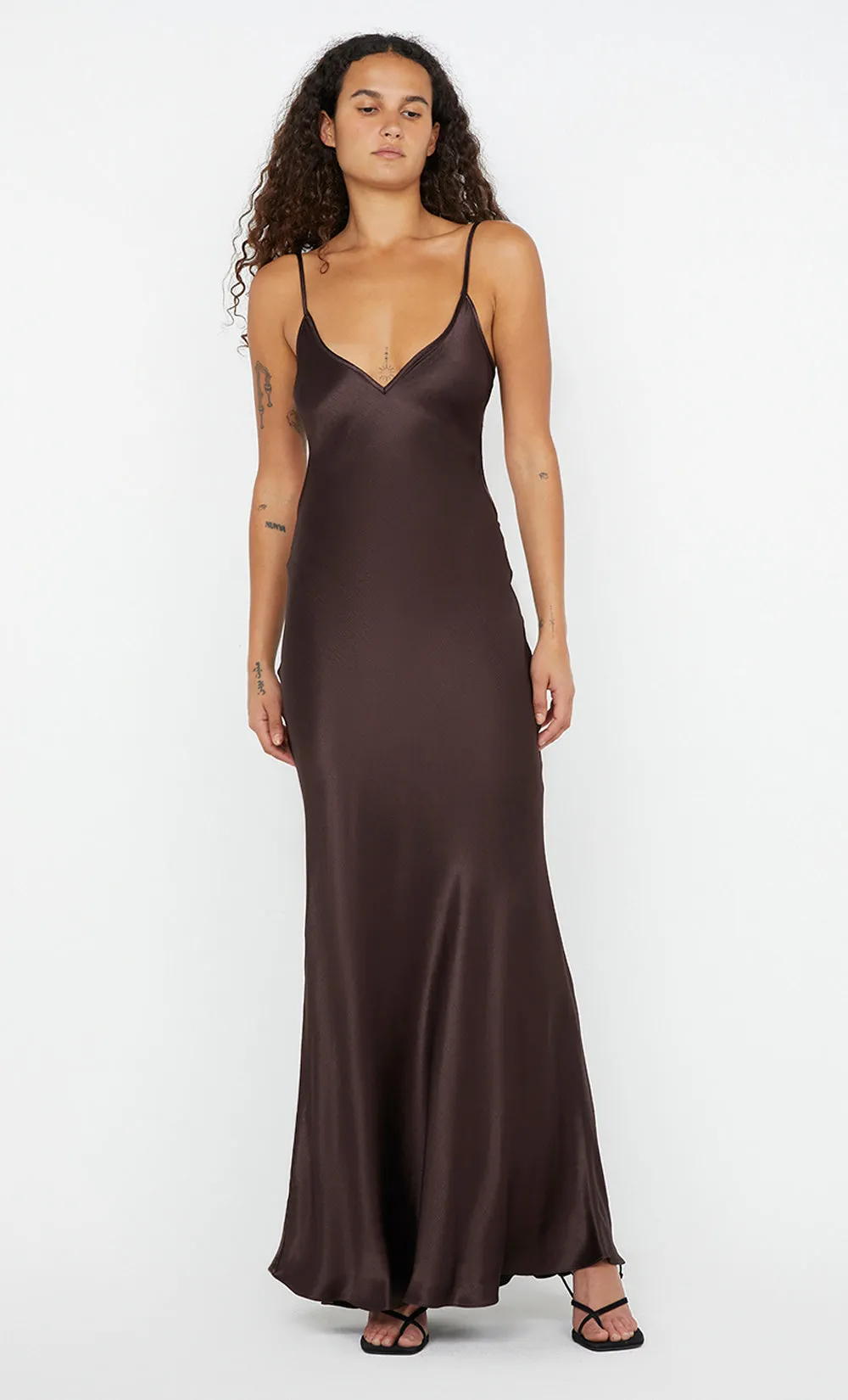 SOL TIE MAXI DRESS - DARK CHOCOLATE sold by bec + bridge