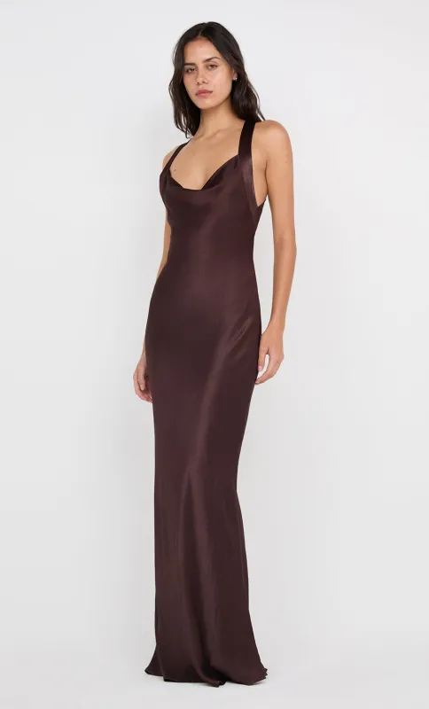 GIA HALTER MAXI DRESS - DARK CHOCOLATE sold by bec + bridge
