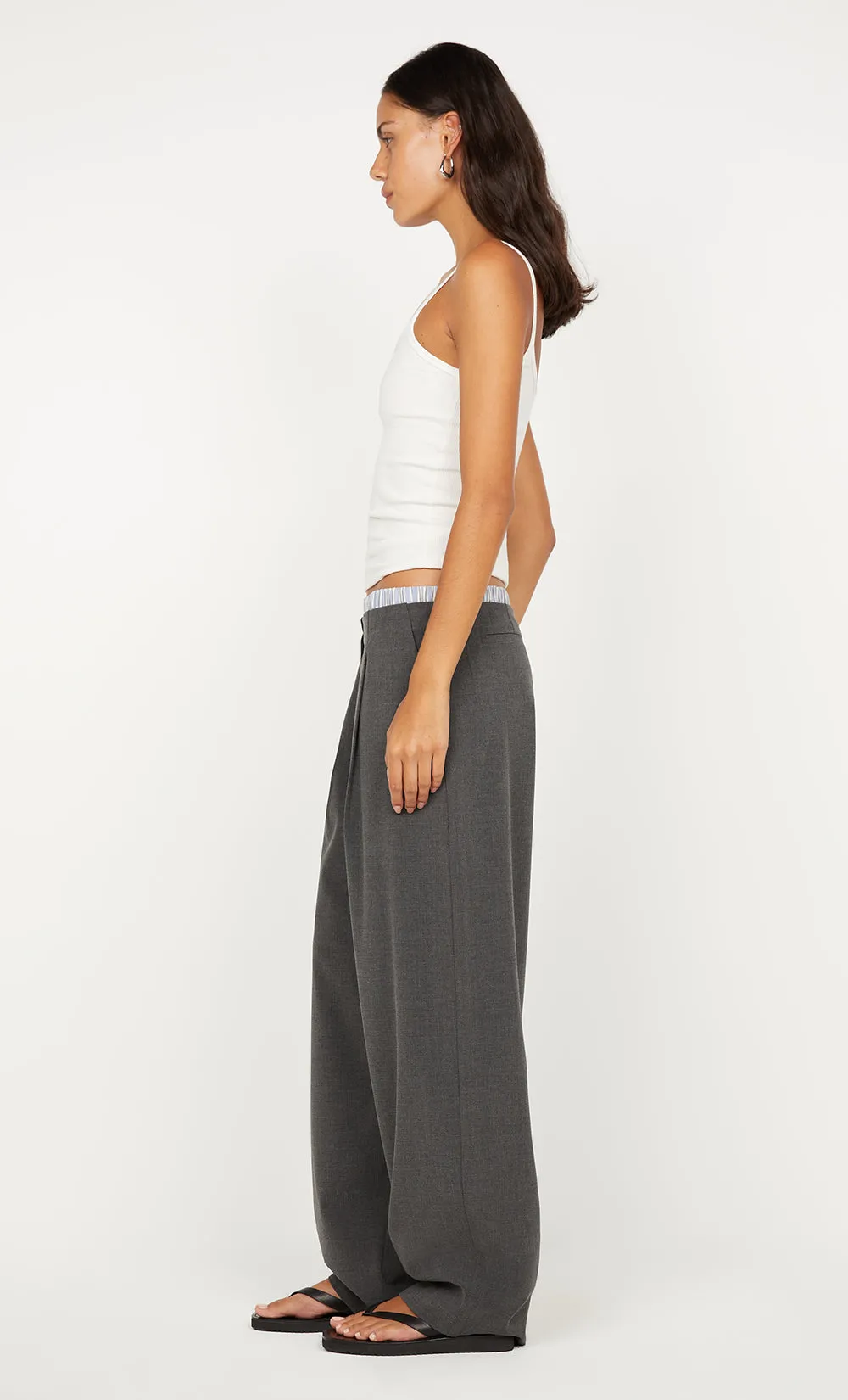 HUGH BOXER PANT - CHARCOALONG SLEEVEKY BLUE STRIPE sold by bec + bridge product image thumbnail 3