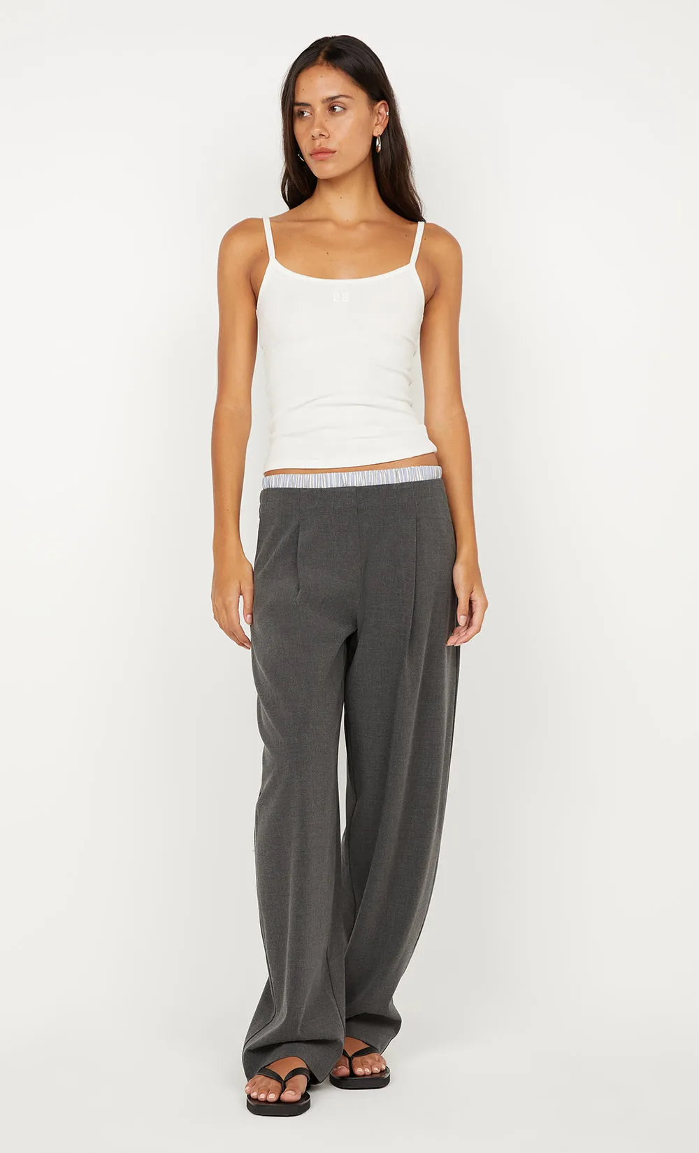 HUGH BOXER PANT - CHARCOALONG SLEEVEKY BLUE STRIPE sold by bec + bridge