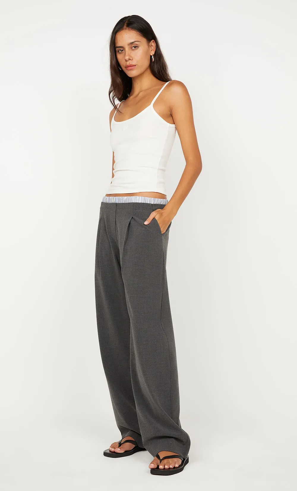 HUGH BOXER PANT - CHARCOALONG SLEEVEKY BLUE STRIPE sold by bec + bridge product image thumbnail 2