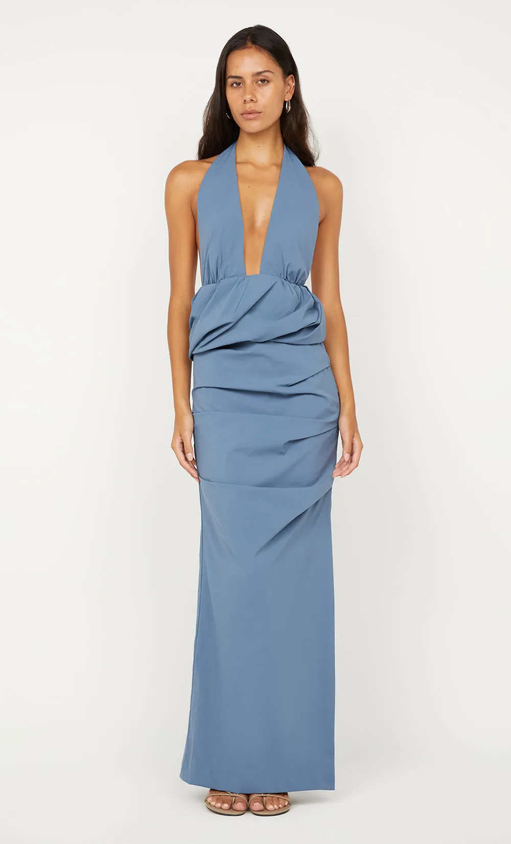 PRISCILLA BUBBLE MAXI DRESS - STEEL BLUE sold by bec + bridge