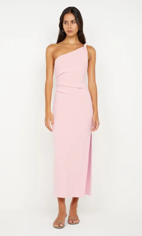 ARIVEN ASYM MIDI DRESS - POWDER PINK sold by bec + bridge