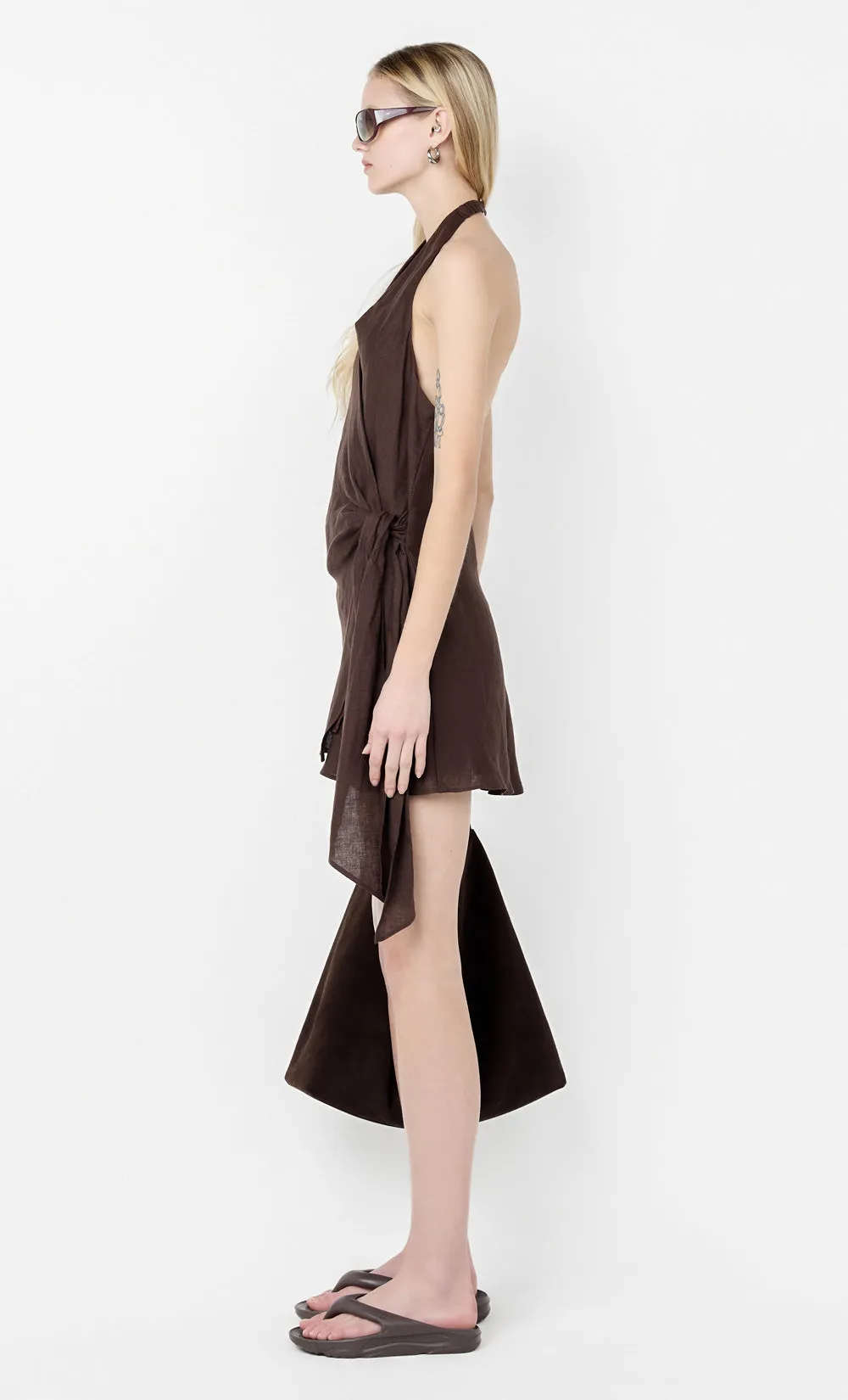 AUBREE WRAP MINI DRESS - DARK CHOCOLATE sold by bec + bridge product image thumbnail 3