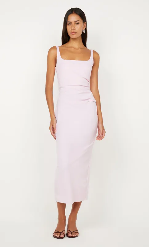 AVELINE TUCK MIDI DRESS - BALLET PINK sold by bec + bridge