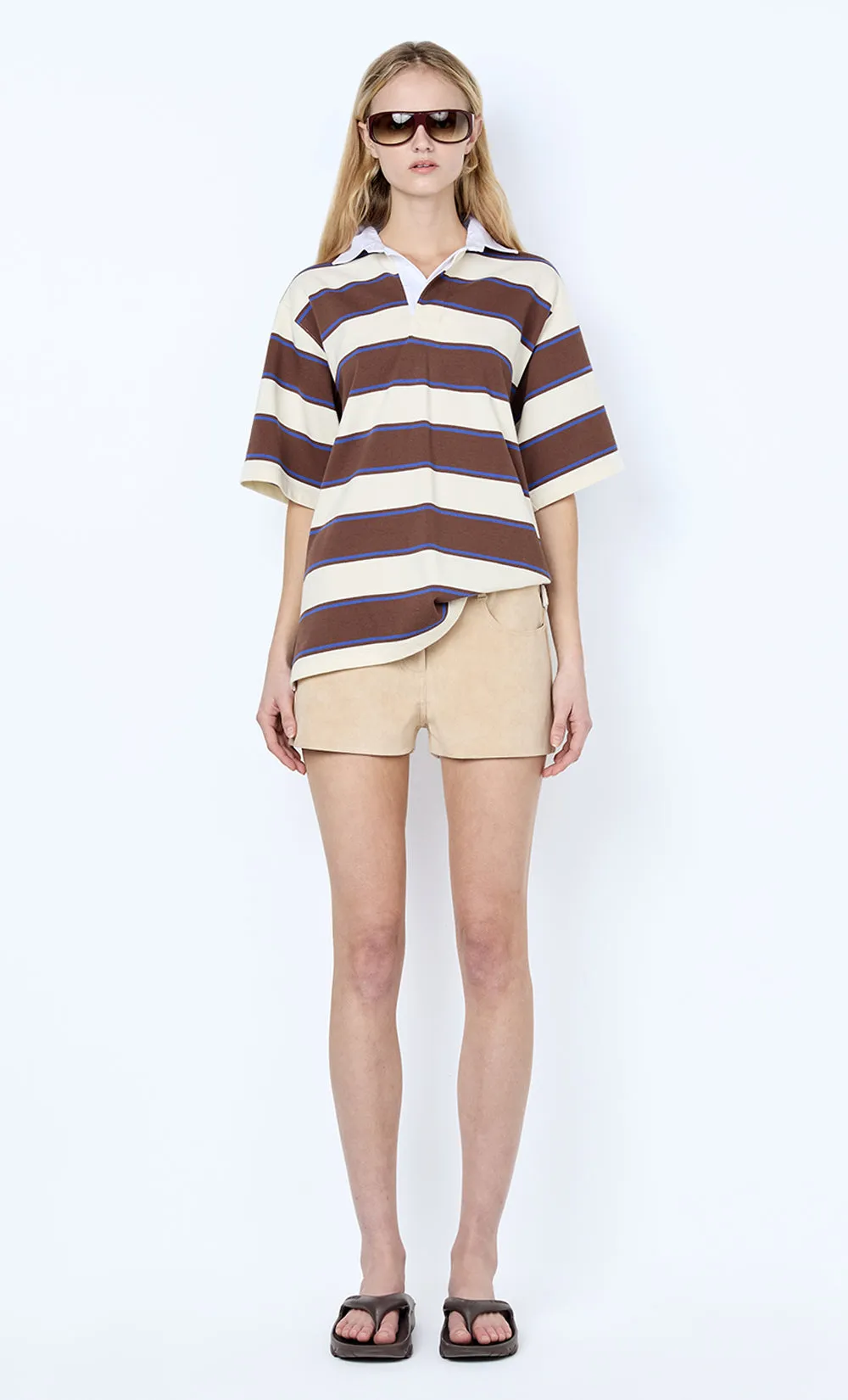 MYLO JERSEY TEE - IVORY/CHOC STRIPE sold by bec + bridge