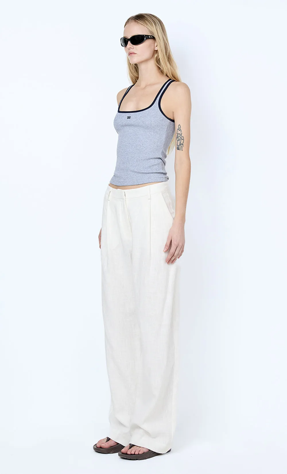 LANA SQUARE NECK TANK - GREY MARLE/INK sold by bec + bridge product image thumbnail 3