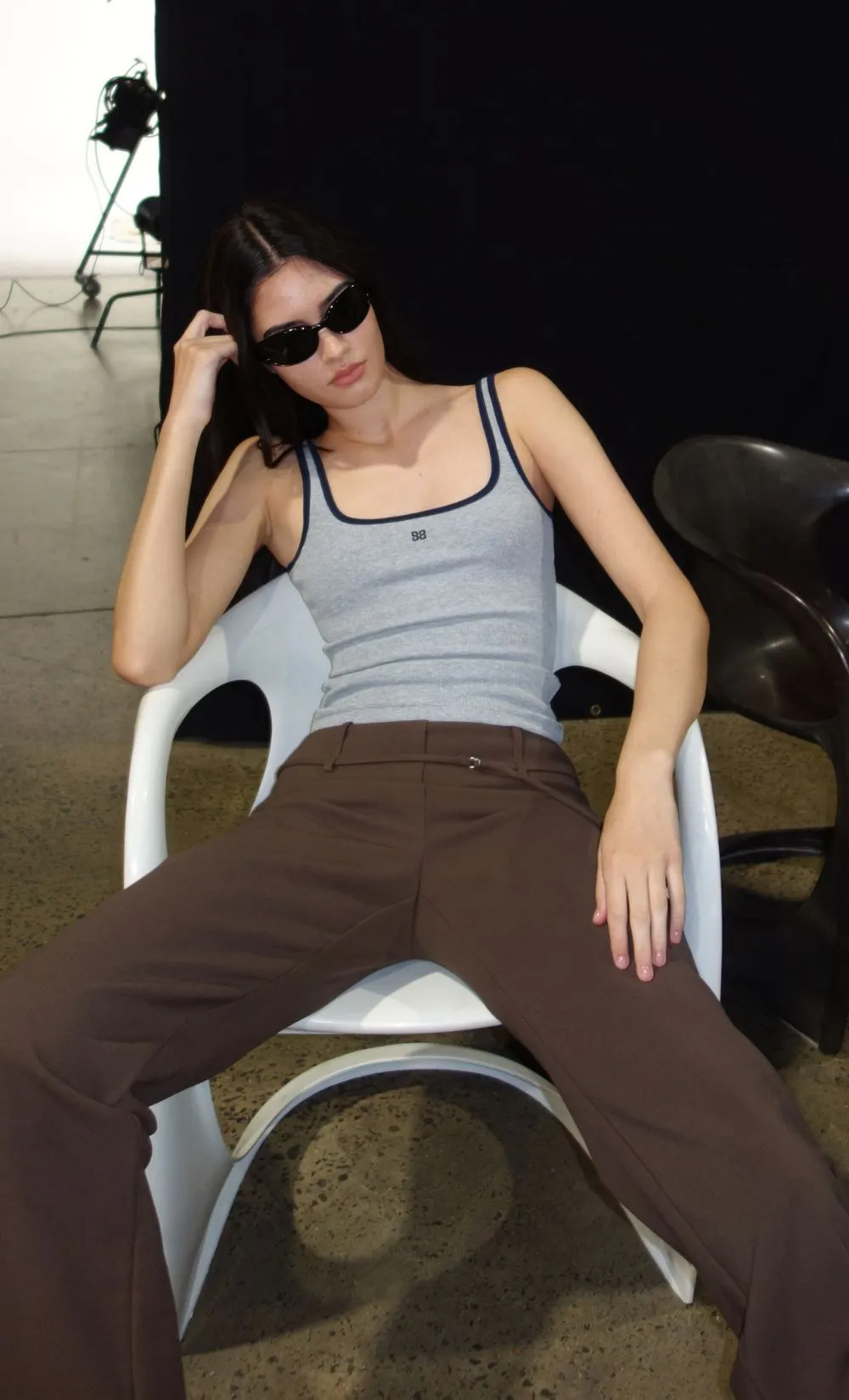 LANA SQUARE NECK TANK - GREY MARLE/INK sold by bec + bridge product image thumbnail 2