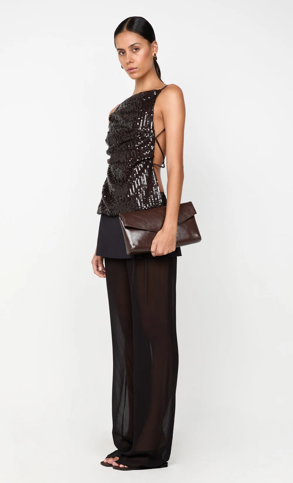 ROMILLY TIE TOP - DARK CHOCOLATE sold by bec + bridge product image thumbnail 3