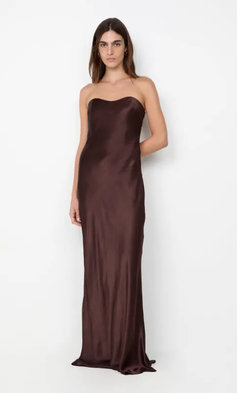 CINDER STRAPLESS MAXI DRESS - DARK CHOCOLATE sold by bec + bridge