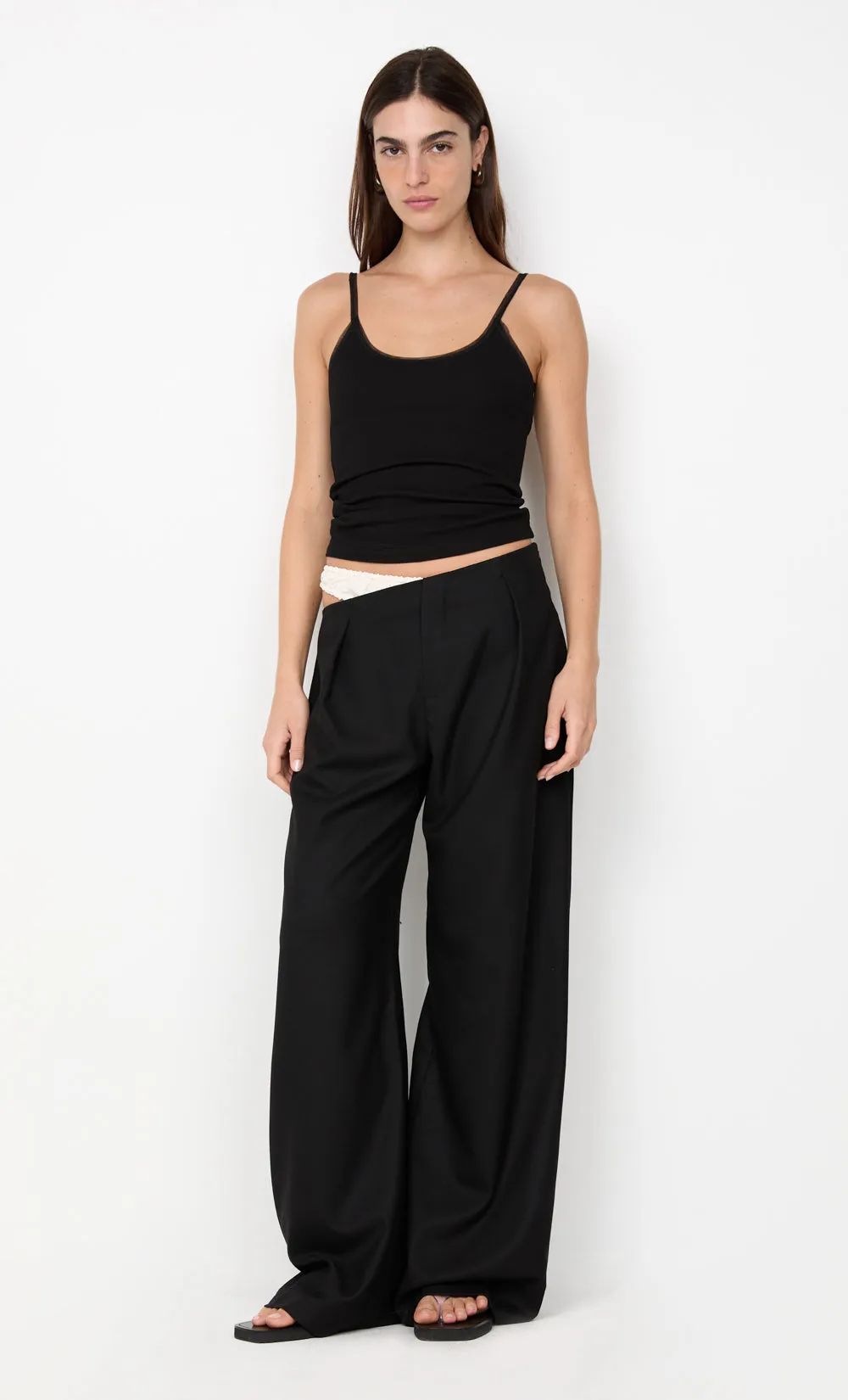DEMI CONTRAST ASYM PANT - BLACK sold by bec + bridge