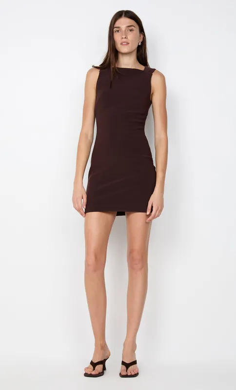 SYLVIE HIGH NECK MINI DRESS - ESPRESSO sold by bec + bridge