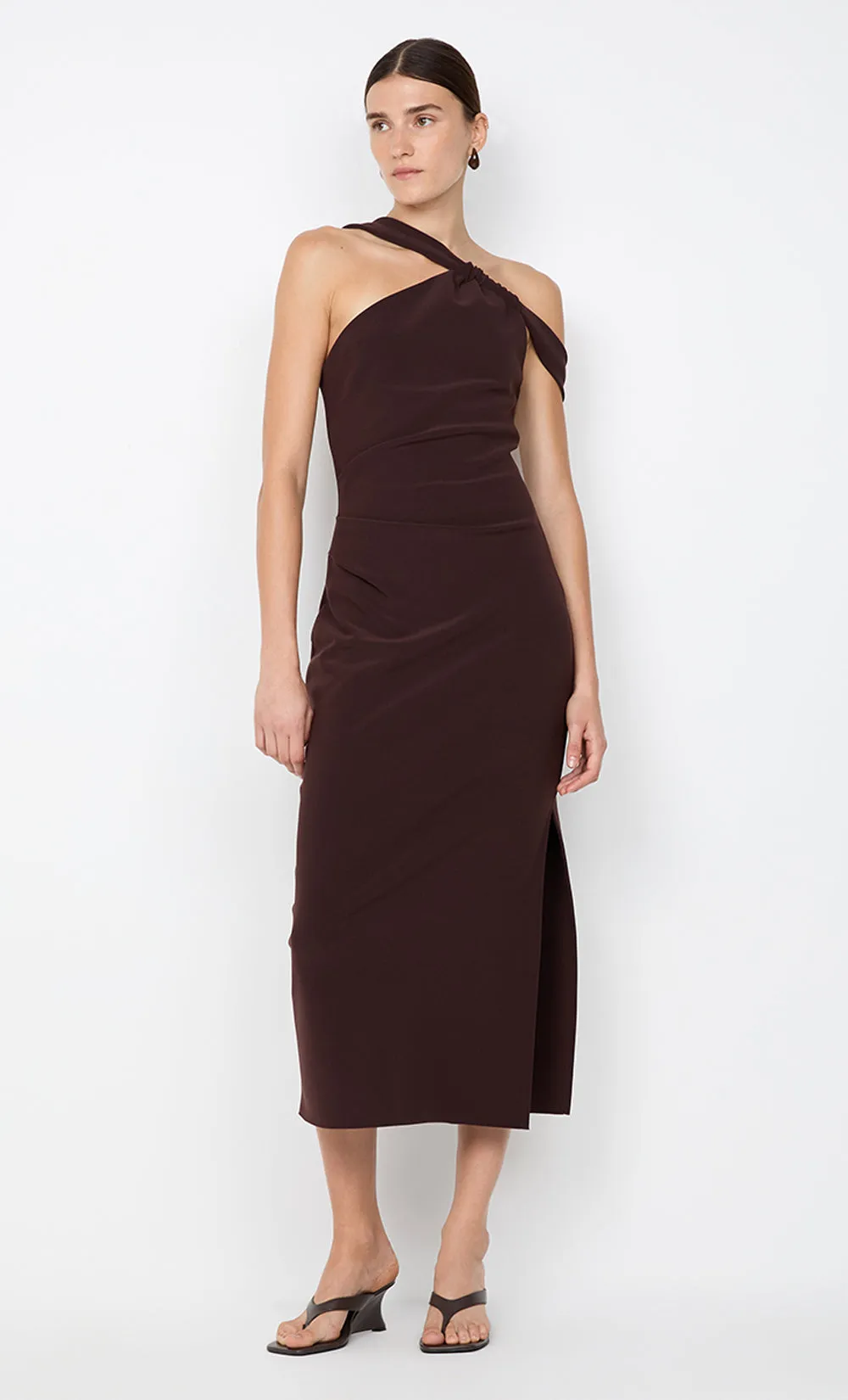 SYLVIE ASYM MIDI DRESS - ESPRESSO sold by bec + bridge product image thumbnail 3