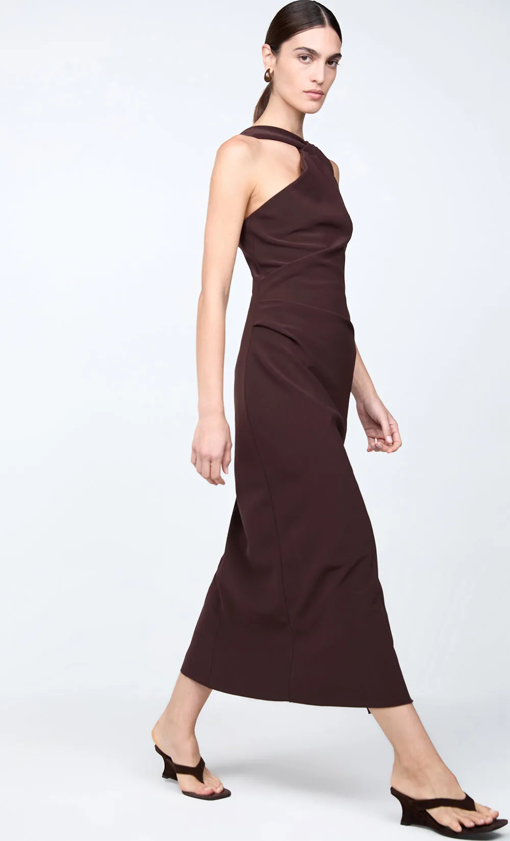 SYLVIE ASYM MIDI DRESS - ESPRESSO sold by bec + bridge product image thumbnail 5