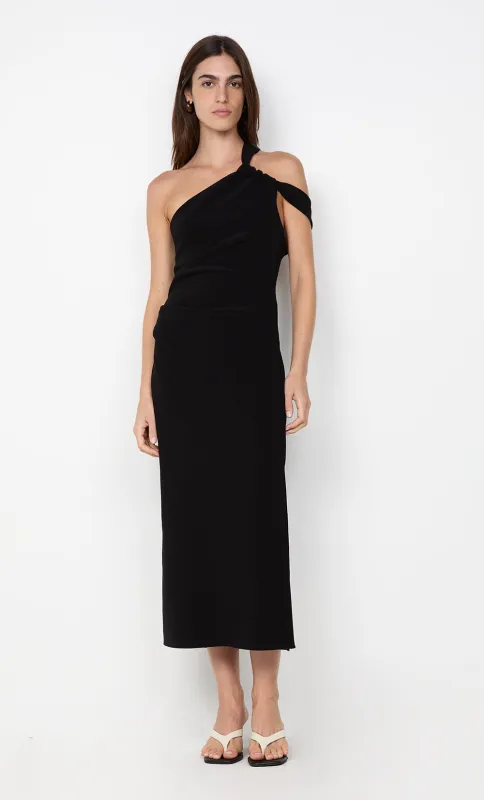 SYLVIE ASYM MIDI DRESS - BLACK sold by bec + bridge