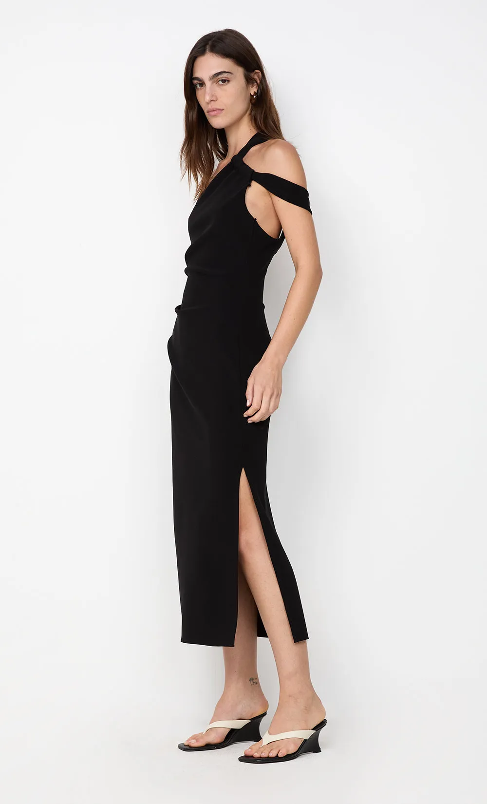 SYLVIE ASYM MIDI DRESS - BLACK sold by bec + bridge product image thumbnail 3