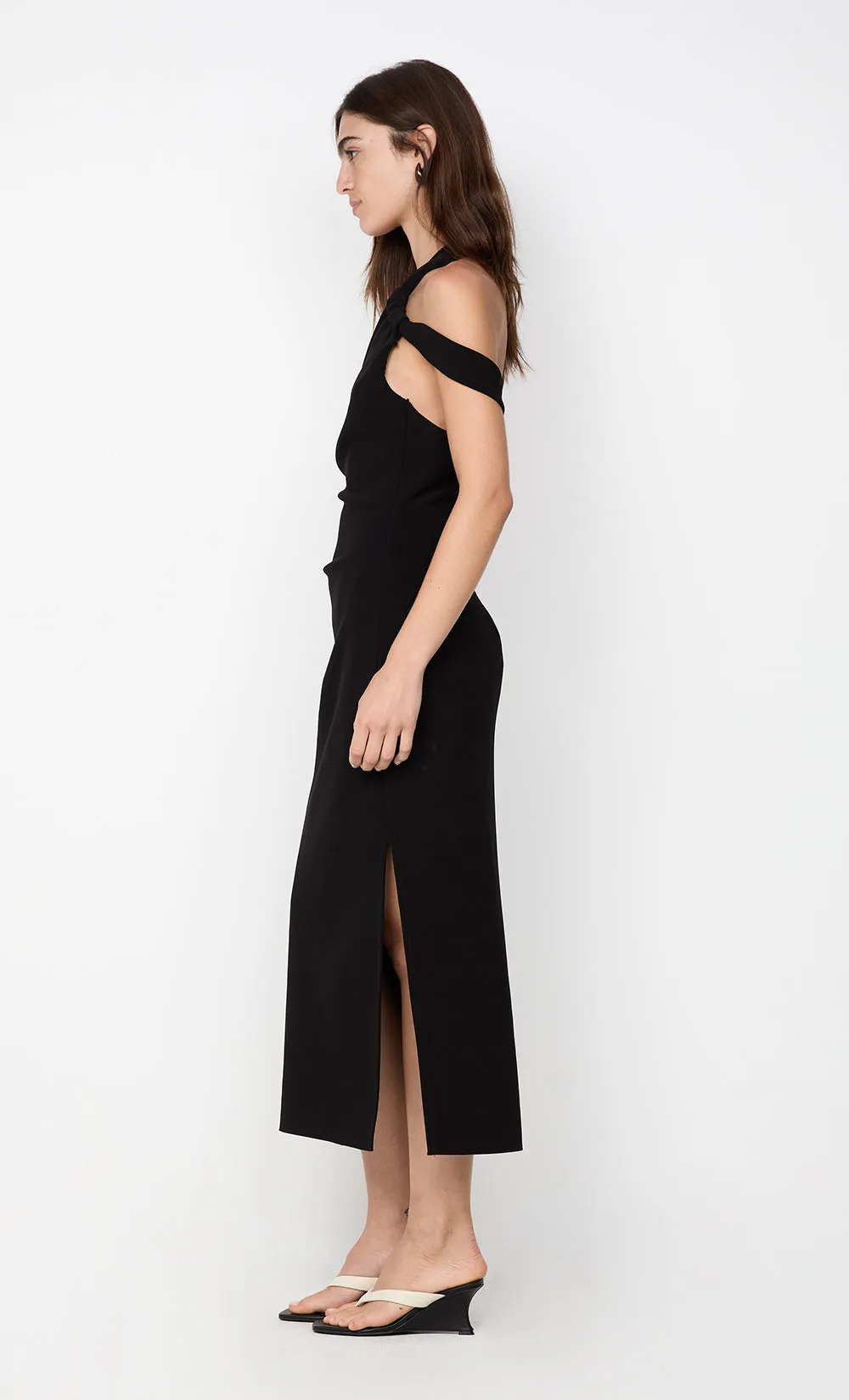 SYLVIE ASYM MIDI DRESS - BLACK sold by bec + bridge product image thumbnail 4