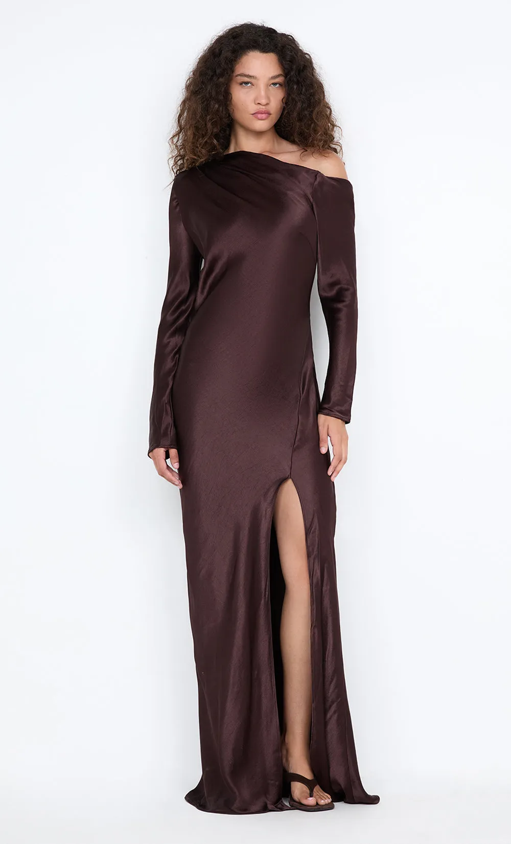 SIENA ASYM MAXI DRESS - DARK CHOCOLATE sold by bec + bridge product image thumbnail 2