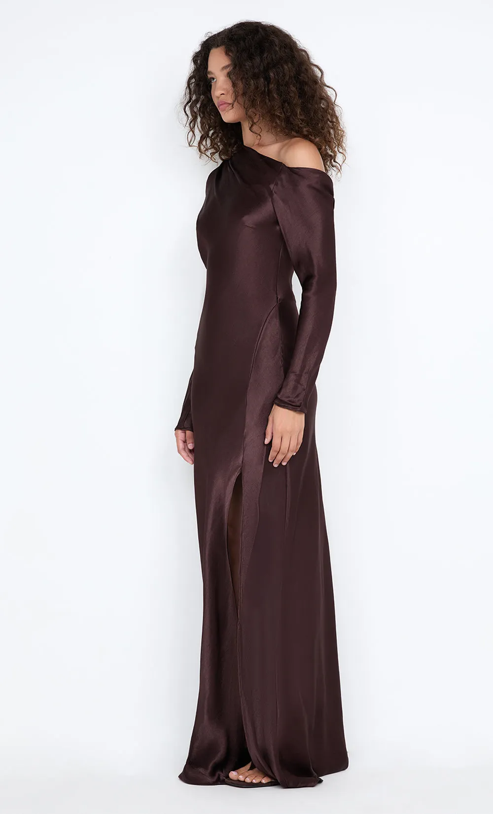 SIENA ASYM MAXI DRESS - DARK CHOCOLATE sold by bec + bridge product image thumbnail 3