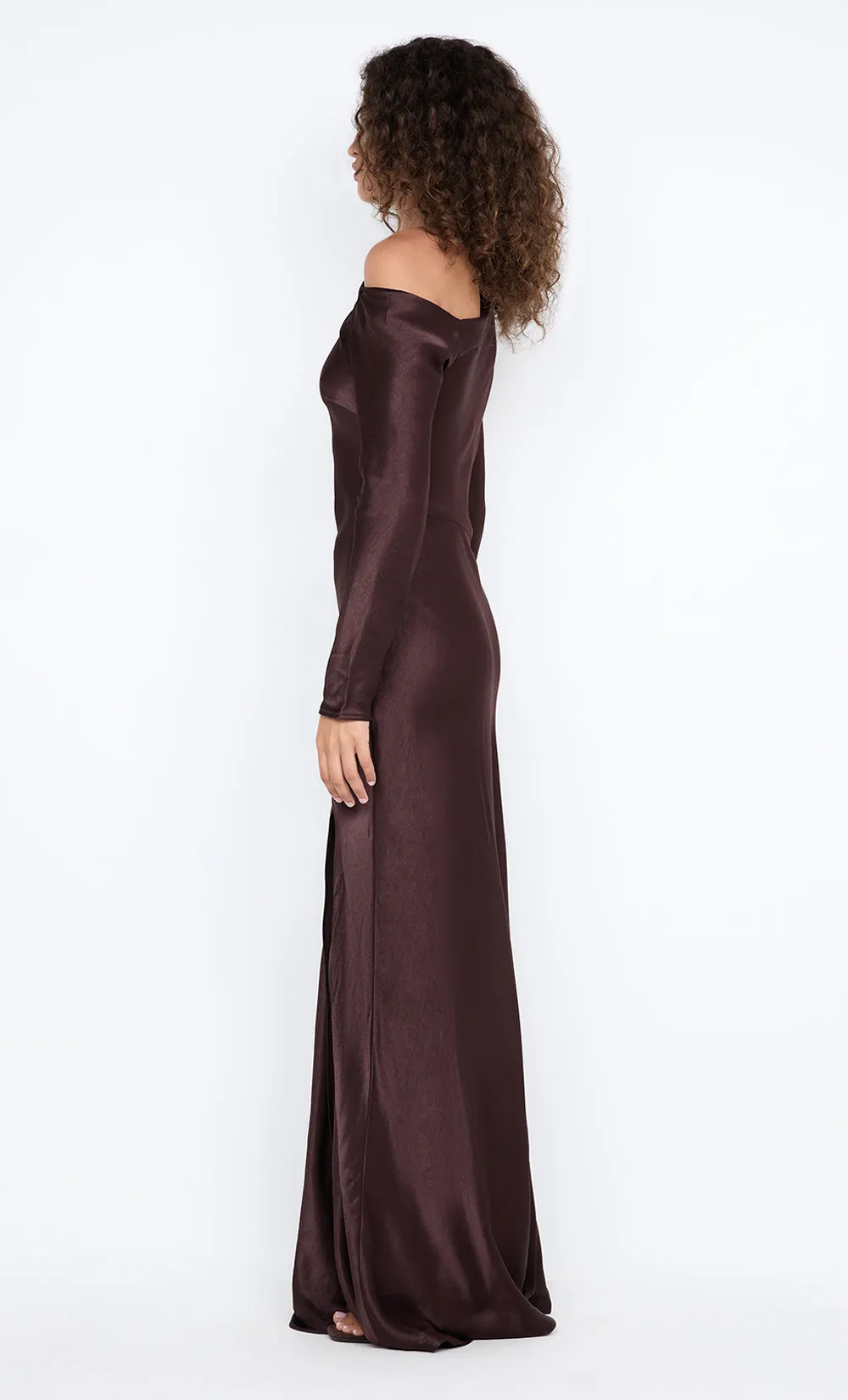 SIENA ASYM MAXI DRESS - DARK CHOCOLATE sold by bec + bridge product image thumbnail 4