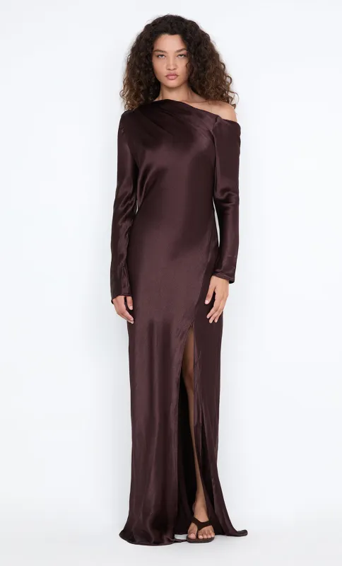 SIENA ASYM MAXI DRESS - DARK CHOCOLATE sold by bec + bridge